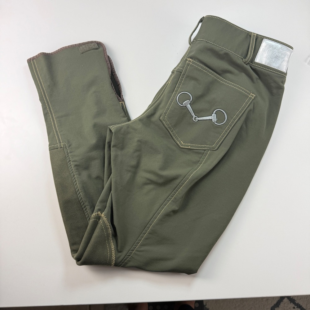 Goode Rider Womens 34 Breeches Olive Green Equestrian Riding Pants Utility Prep